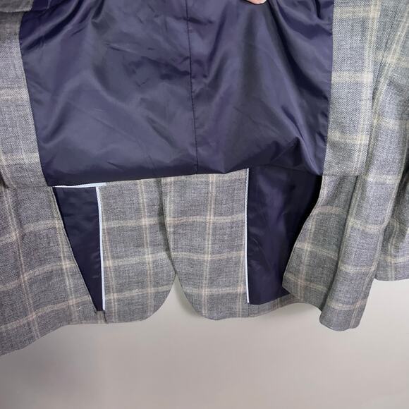 Jos A Bank sportcoat men's 38 R Scottish plaid linen‎ wool gray Tailored brrr - Picture 8 of 14